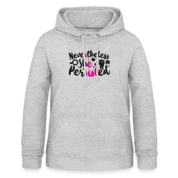Feminist Nevertheless She - Frauen Hoodie - Hellgrau meliert - Vorne - AI Model Female 172 light (172cm)