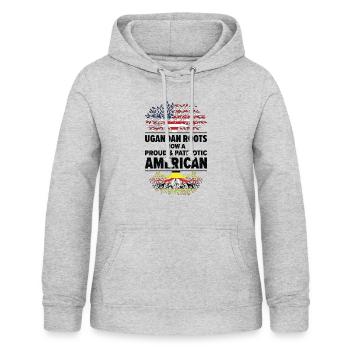 Ugandan American Patriot USA Grown Uganda US Flag - Women's Hoodie - light heather grey - Front - AI Model Female 172 light (172cm)