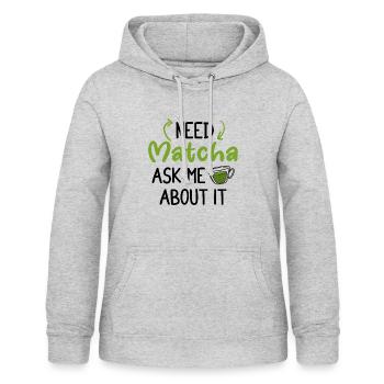 Grüntee-Liebhaber Japanischer Matcha-Latte-Drink - Frauen Hoodie - Hellgrau meliert - Vorne - AI Model Female 172 light (172cm)
