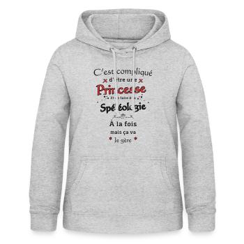 Princesse Et Spéléologie - Sweat à capuche Femme - gris clair chiné - Devant - AI Model Female 172 light (172cm)