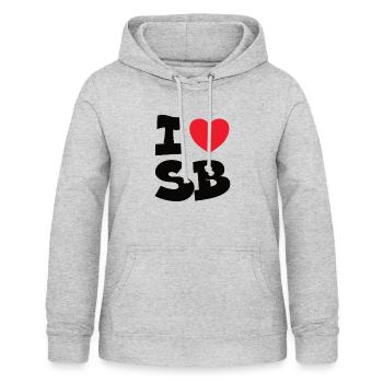 I Love SB Sarrebruck Sarre Sarre Sarre - Sweat à capuche Femme - gris clair chiné - Devant - AI Model Female 172 light (172cm)