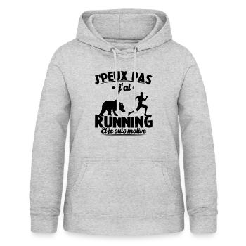 Je Peux Pas J ai Running Et Je Suis Motivé - Sweat à capuche Femme - gris clair chiné - Devant - AI Model Female 172 light (172cm)