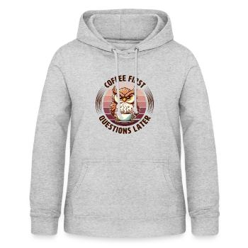 Mürrische Eule Mit Kaffee - Sweat à capuche Femme - gris clair chiné - Devant - AI Model Female 172 light (172cm)