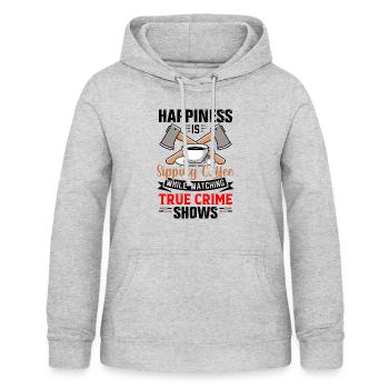 True Crime - Frauen Hoodie - Hellgrau meliert - Vorne - AI Model Female 172 light (172cm)