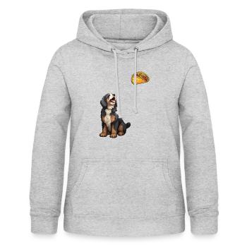 Bernedoodle Staring At Taco - Women's Hoodie - light heather grey - Front - AI Model Female 172 light (172cm)