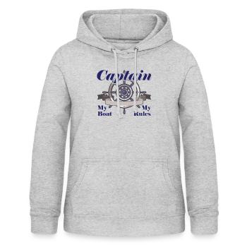 Kapitän Boot Bootfahren lustiger Spruch - Frauen Hoodie - Hellgrau meliert - Vorne - AI Model Female 172 light (172cm)