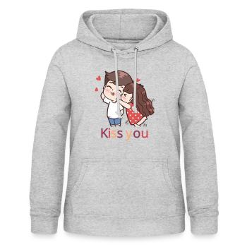 Love - Sweat à capuche Femme - gris clair chiné - Devant - AI Model Female 172 light (172cm)