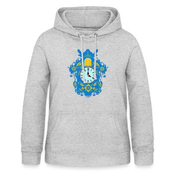 Coucou bleu - Sweat à capuche Femme - gris clair chiné - Devant - AI Model Female 172 light (172cm)