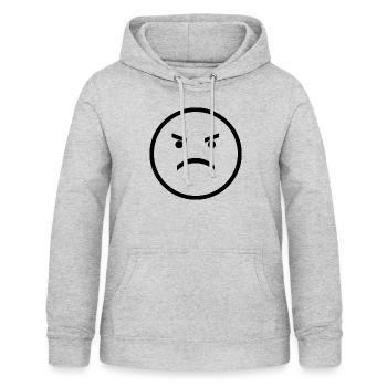 Un smiley en colère - Sweat à capuche Femme - gris clair chiné - Devant - AI Model Female 172 light (172cm)