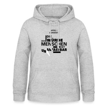 Un touchable - Sweat à capuche Femme - gris clair chiné - Devant - AI Model Female 172 light (172cm)