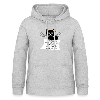 citation proteste chat noir portent malheur contre - Sweat à capuche Femme - gris clair chiné - Devant - AI Model Female 172 light (172cm)