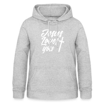 JESUS LOVES YOU - Frauen Hoodie - Hellgrau meliert - Vorne - AI Model Female 172 light (172cm)