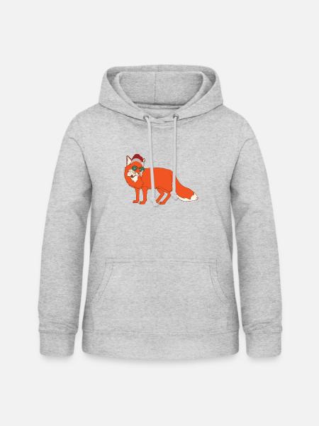 Weihnachtsfuchs - Frauen Hoodie - Hellgrau meliert