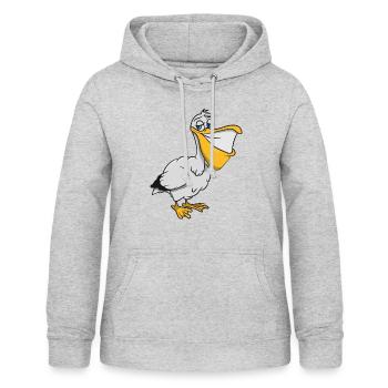 Oiseau de mer de pélican oiseau de mer volant dessin animé - Sweat à capuche Femme - gris clair chiné - Devant - AI Model Female 172 light (172cm)
