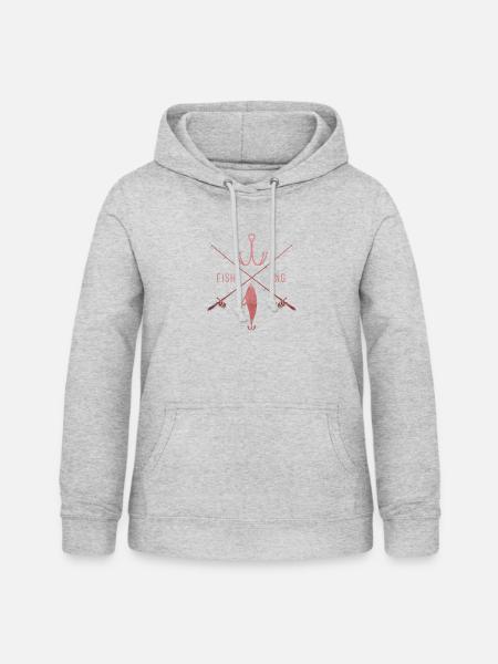 Canne à pêche appât pêcheur pêche cadeau de pêche - Sweat à capuche Femme - gris clair chiné
