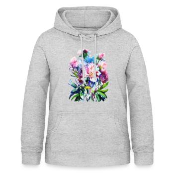 Watercolor PEONIES Flowers flower peony - Women's Hoodie - light heather grey - Front - AI Model Female 172 light (172cm)