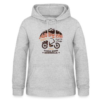 Logo Aventure - Conception de vêtements Chinchilla. - Sweat à capuche Femme - gris clair chiné - Devant - AI Model Female 172 light (172cm)