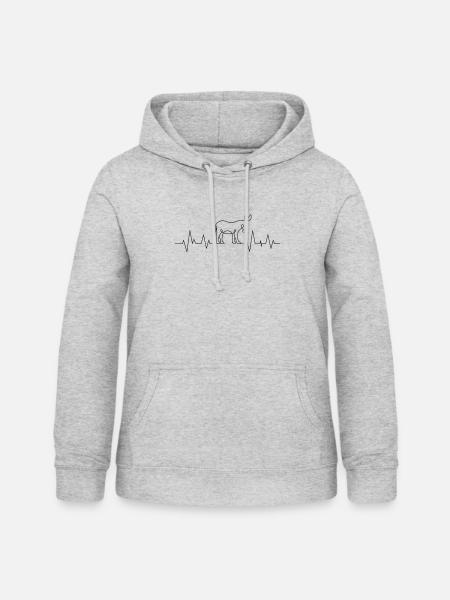 Esel Herzschlag - Frauen Hoodie - Hellgrau meliert