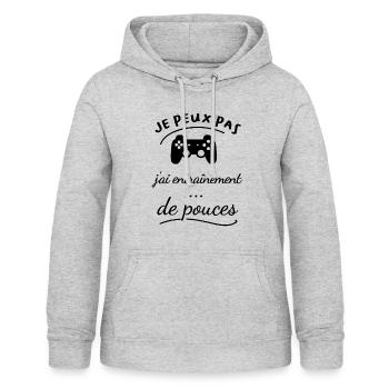 je peux pas j'ai console - Sweat à capuche Femme - gris clair chiné - Devant - AI Model Female 172 light (172cm)
