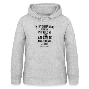 C'EST COMPLIQUE D'ETRE PRINCESSE ET ASSISTANTE COM - Sweat à capuche Femme - gris clair chiné - Devant - AI Model Female 172 light (172cm)