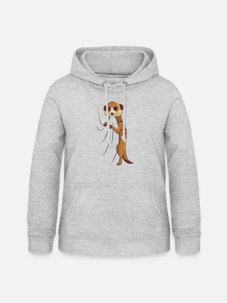 Erdmännchen - Frauen Hoodie - Hellgrau meliert