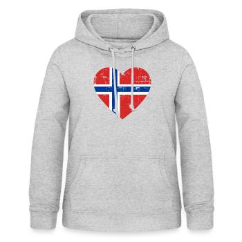 Norwegen Herz Flagge - Frauen Hoodie - Hellgrau meliert - Vorne - AI Model Female 172 light (172cm)