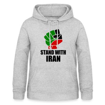 Stand with iran - Frauen Hoodie - Hellgrau meliert - Vorne - AI Model Female 172 light (172cm)