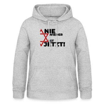Nie wieder ist jetzt - Frauen Hoodie - Hellgrau meliert - Vorne - AI Model Female 172 light (172cm)