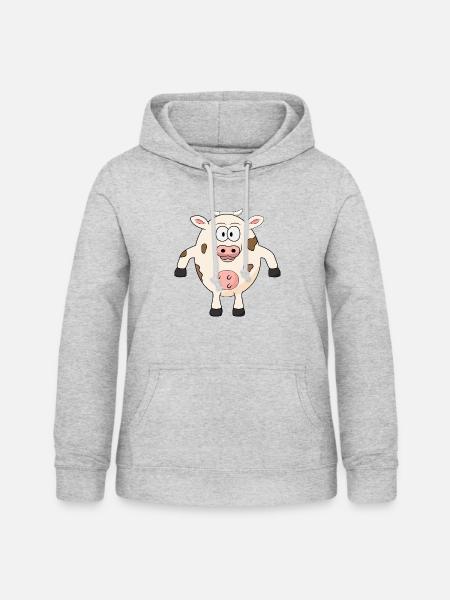 Fette Kuh - Frauen Hoodie - Hellgrau meliert