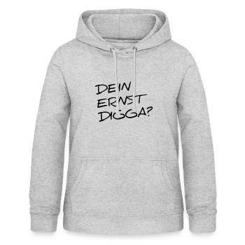 DEIN ERNST DIGGA? - Frauen Hoodie - Hellgrau meliert - Vorne - AI Model Female 172 light (172cm)