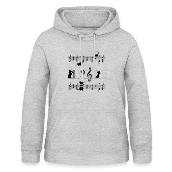 Noten Musik Katzen Notenschlüssel Katzenjammer - Frauen Hoodie - Hellgrau meliert - Vorne - AI Model Female 172 light (172cm)