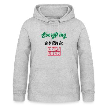 EVERYTHING IS BETTER IN CAPSLOCK - Sweat à capuche Femme - gris clair chiné - Devant - AI Model Female 172 light (172cm)