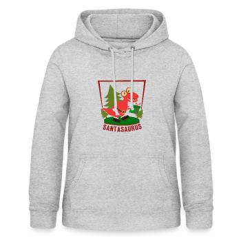 Idée de cadeau de Noël Santa Saurus Dino - Sweat à capuche Femme - gris clair chiné - Devant - AI Model Female 172 light (172cm)