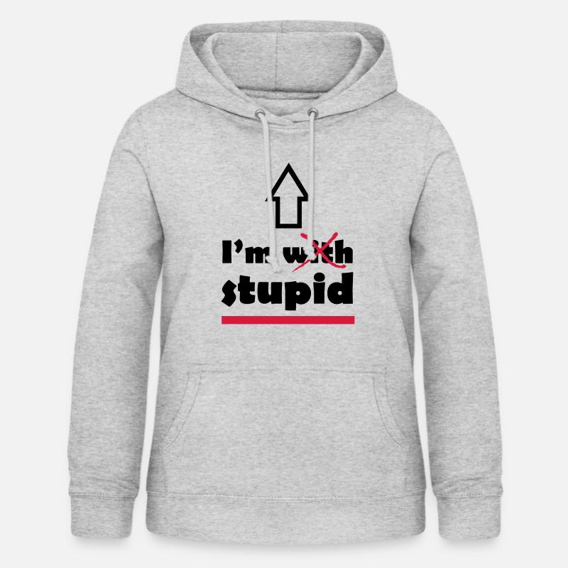 Je suis avec stupide - Sweat à capuche Femme - gris clair chiné