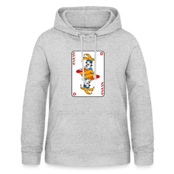 Carte à jouer Joker - Sweat à capuche Femme - gris clair chiné - Devant - AI Model Female 172 light (172cm)