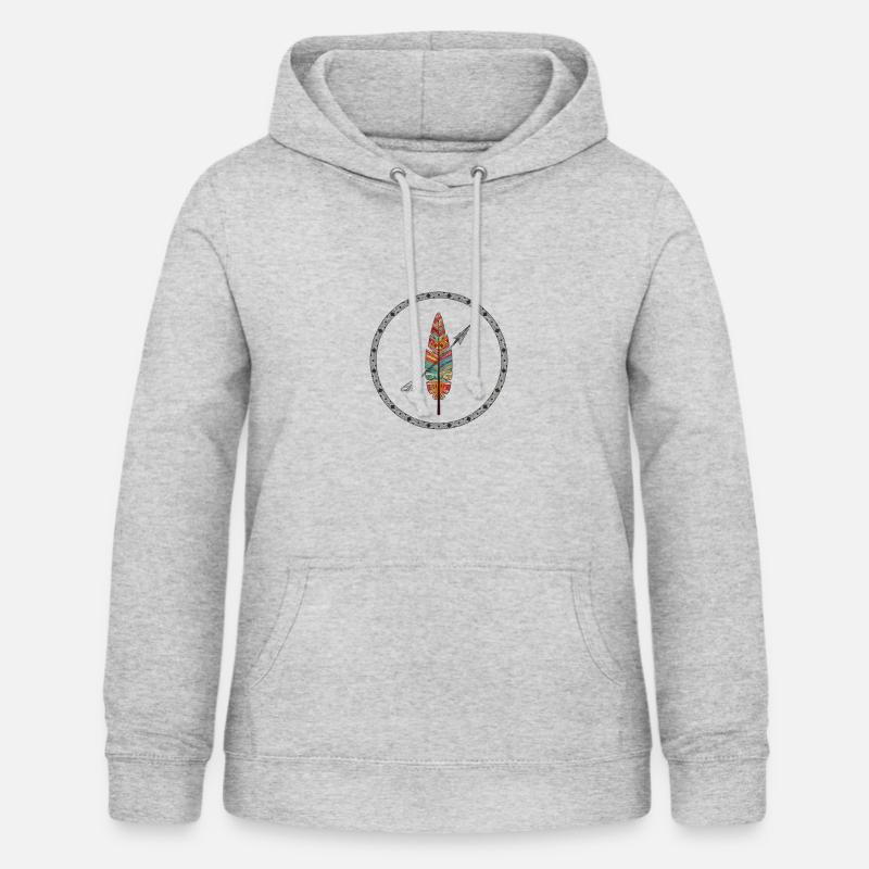 Piume di Boho - Felpa con cappuccio da donna - grigio chiaro melange