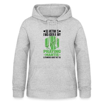 Gottesanbeterin Mantis Fangschrecke - Frauen Hoodie - Hellgrau meliert - Vorne - AI Model Female 172 light (172cm)