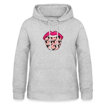 Honey Badger Ratel Langue - Sweat à capuche Femme - gris clair chiné - Devant - AI Model Female 172 light (172cm)
