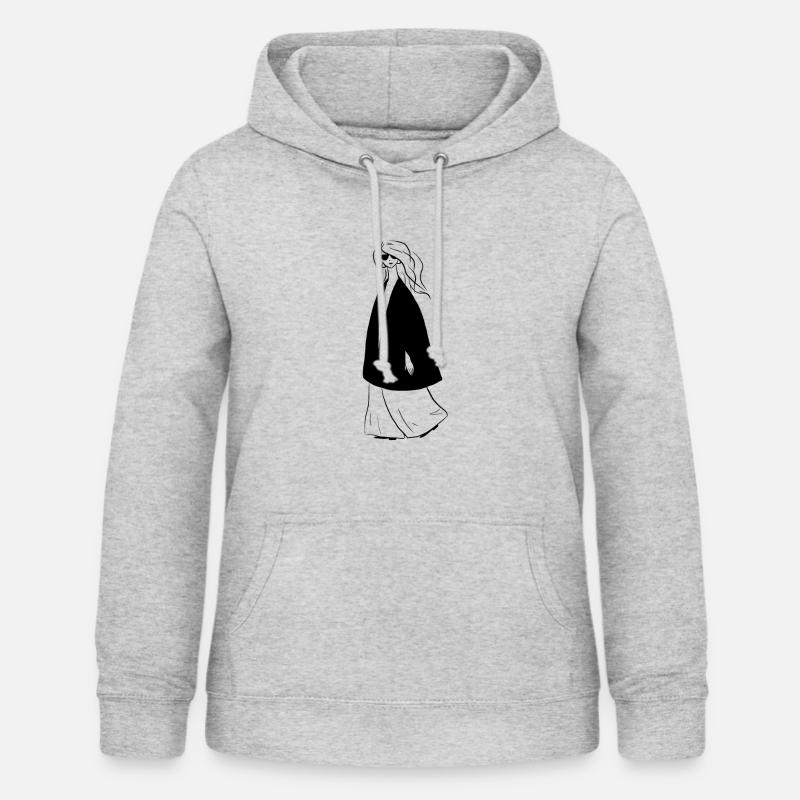Dessin de mode - Sweat à capuche Femme - gris clair chiné