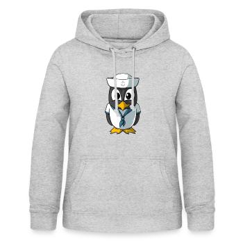 Pinguin Matrose - Frauen Hoodie - Hellgrau meliert - Vorne - AI Model Female 172 light (172cm)