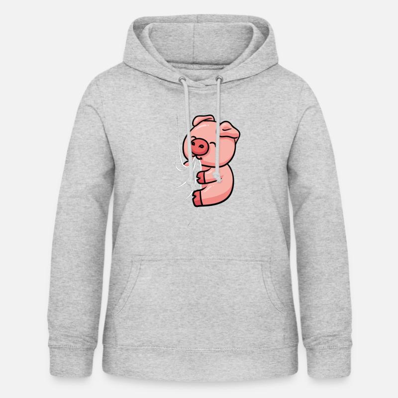 Mignon chiffon de cochon mordant suceur cochon - Sweat à capuche Femme - gris clair chiné
