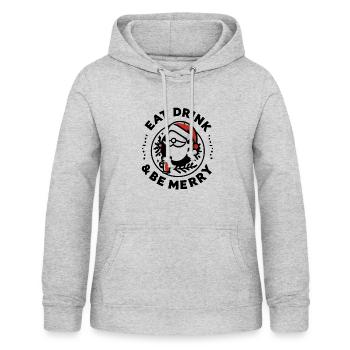 Essen, trinken und fröhlich sein - Frauen Hoodie - Hellgrau meliert - Vorne - AI Model Female 172 light (172cm)