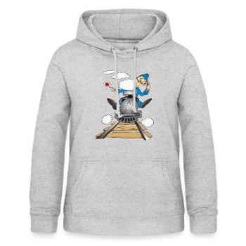 Alte Dampflokomotive - Frauen Hoodie - Hellgrau meliert - Vorne - AI Model Female 172 light (172cm)