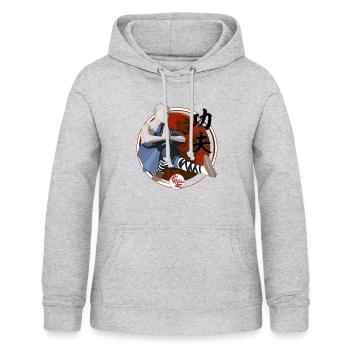 Shaolin Kung Fu - Sweat à capuche Femme - gris clair chiné - Devant - AI Model Female 172 light (172cm)
