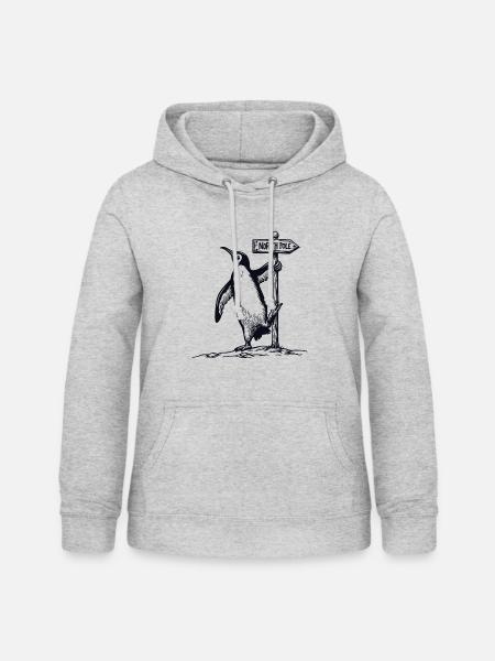 PINGUIN - Frauen Hoodie - Hellgrau meliert