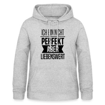 Ich Bin Nicht Perfekt Aber Liebenswert - Frauen Hoodie - Hellgrau meliert - Vorne - AI Model Female 172 light (172cm)