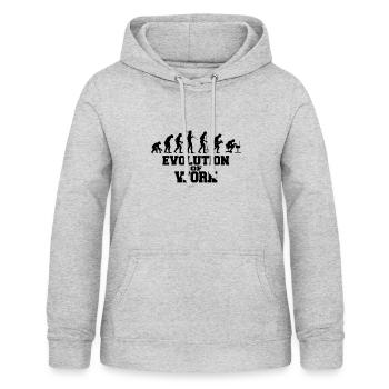 Evolution du cadeau de travail - Sweat à capuche Femme - gris clair chiné - Devant - AI Model Female 172 light (172cm)