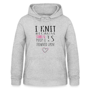 I knit because... - Sweat à capuche Femme - gris clair chiné - Devant - AI Model Female 172 light (172cm)