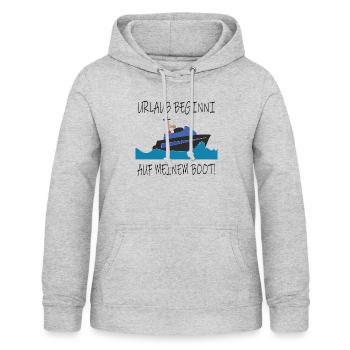 Urlaub beginnt auf mein Boot Sommer Meer Kapitän - Frauen Hoodie - Hellgrau meliert - Vorne - AI Model Female 172 light (172cm)