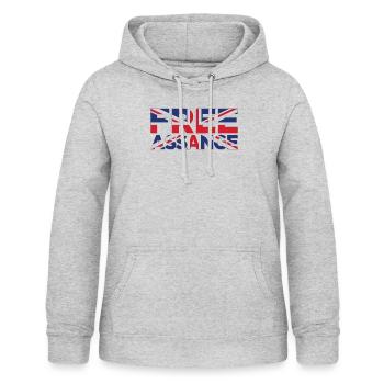 Assange Union Jack gratuit - Sweat à capuche Femme - gris clair chiné - Devant - AI Model Female 172 light (172cm)